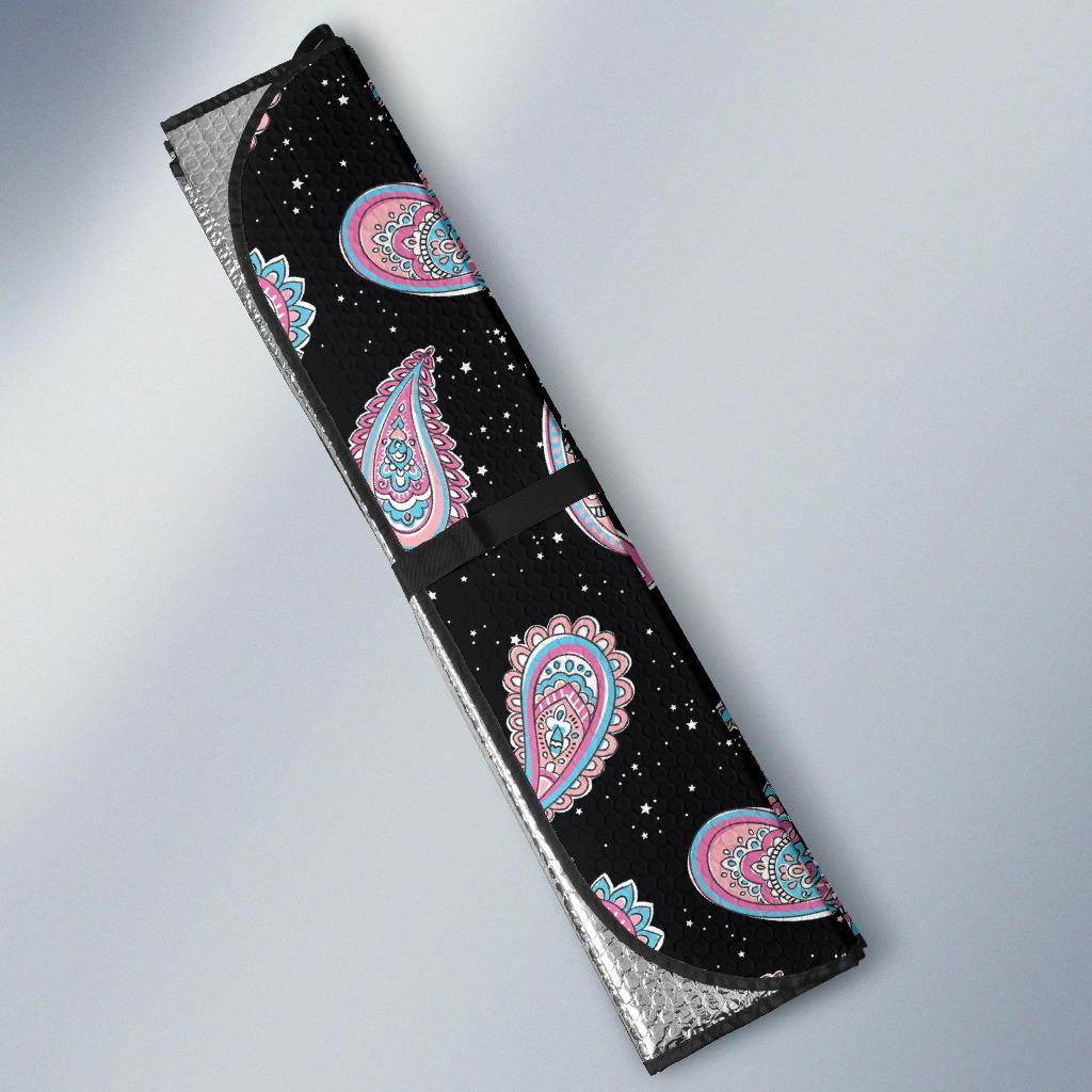 Paisley Pink Design Mandala Print Car Sun Shade For Windshield