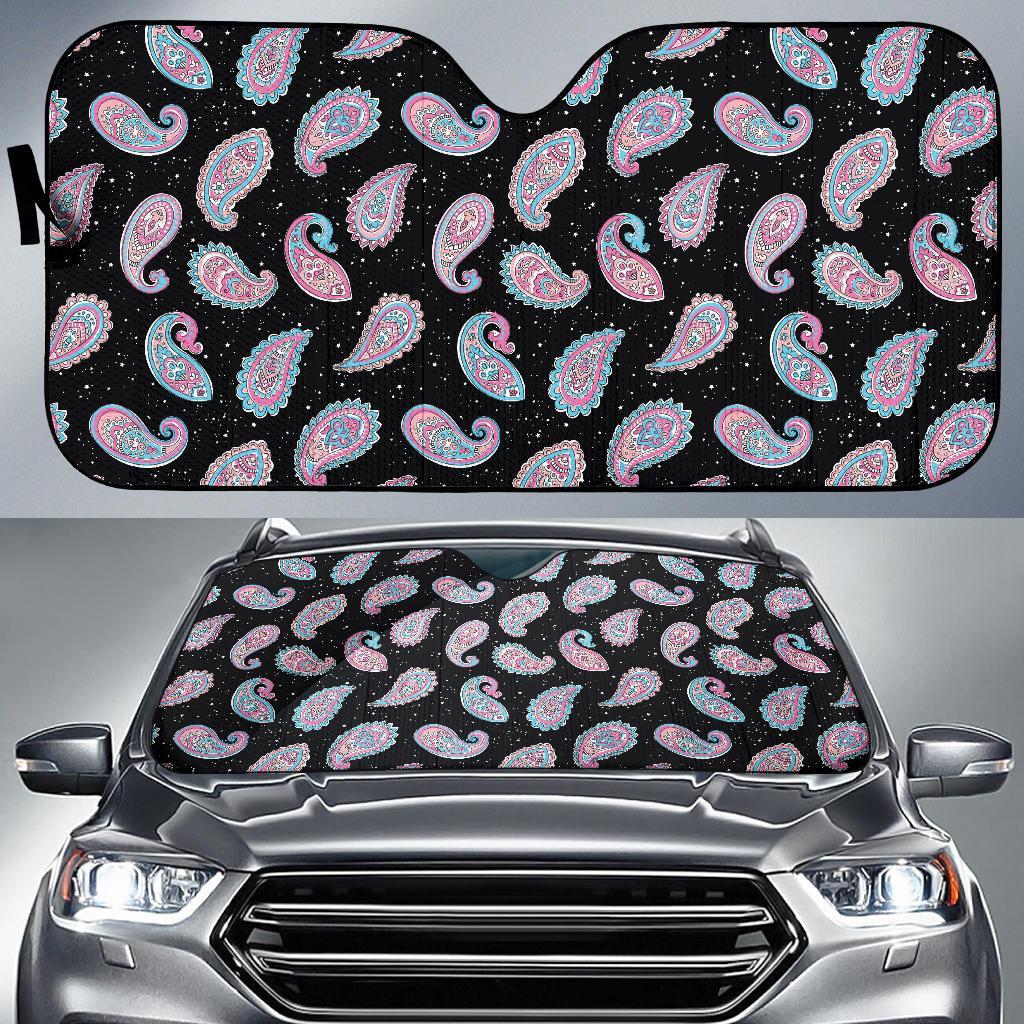 Paisley Pink Design Mandala Print Car Sun Shade For Windshield