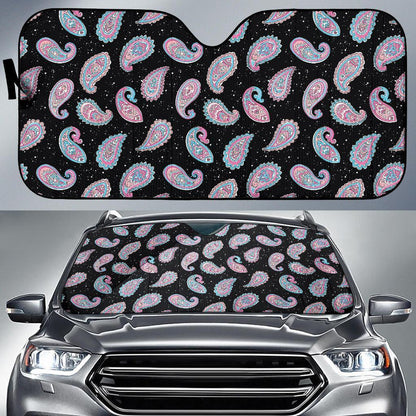 Paisley Pink Design Mandala Print Car Sun Shade For Windshield