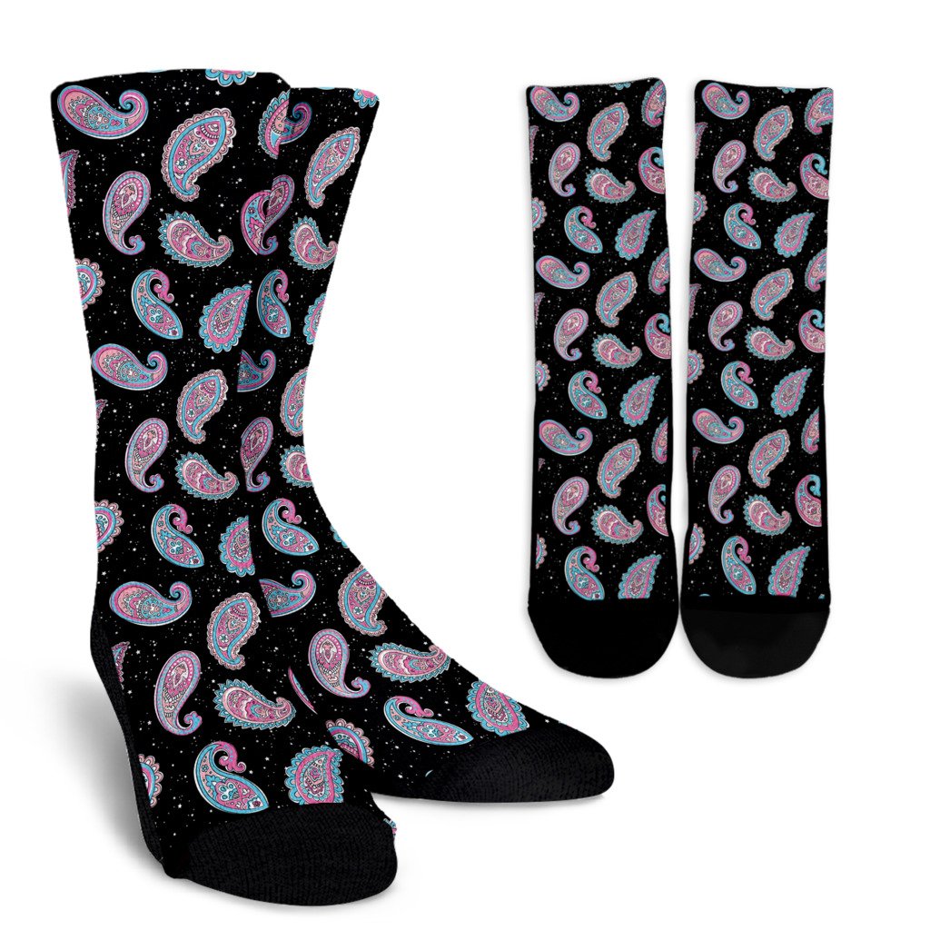 Paisley Pink Design Mandala Print Crew Socks