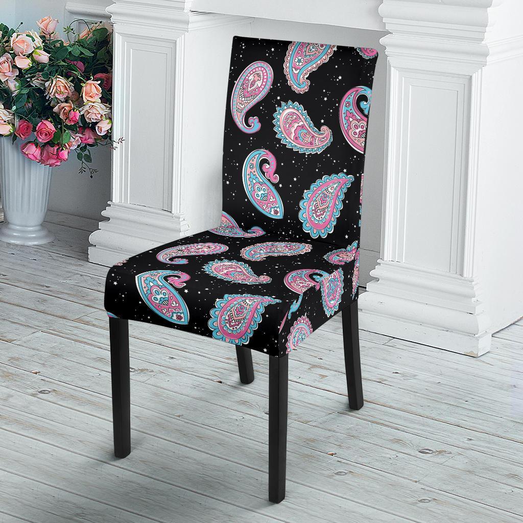 Paisley Pink Design Mandala Print Dining Chair Slipcover-JTAMIGO.COM