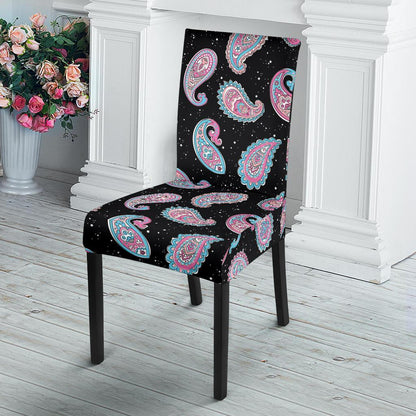 Paisley Pink Design Mandala Print Dining Chair Slipcover-JTAMIGO.COM