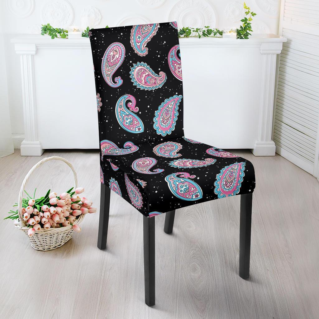 Paisley Pink Design Mandala Print Dining Chair Slipcover-JTAMIGO.COM
