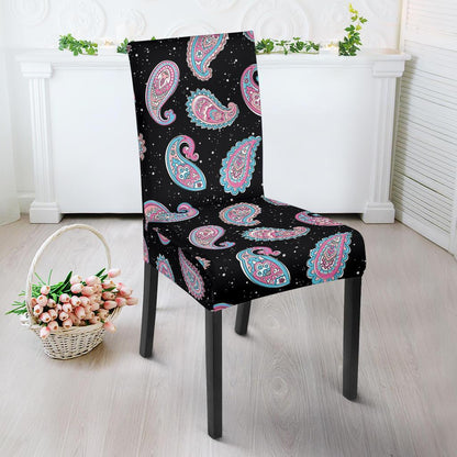Paisley Pink Design Mandala Print Dining Chair Slipcover-JTAMIGO.COM