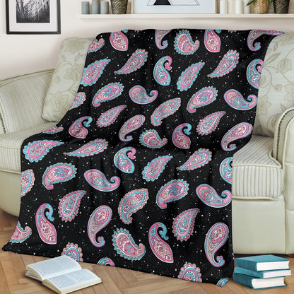 Paisley Pink Design Mandala Print Fleece Blanket