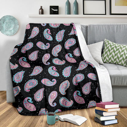 Paisley Pink Design Mandala Print Fleece Blanket