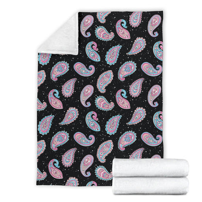 Paisley Pink Design Mandala Print Fleece Blanket
