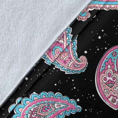 Paisley Pink Design Mandala Print Fleece Blanket