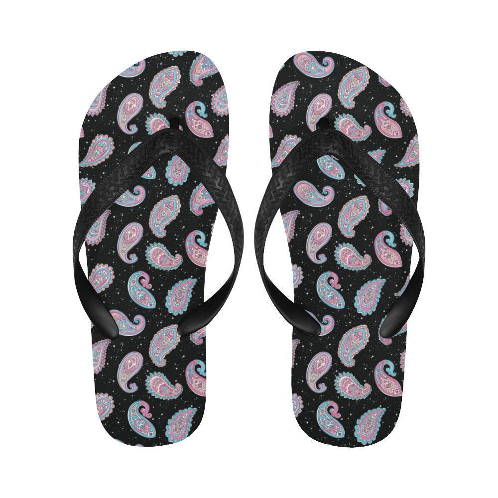 Paisley Pink Design Mandala Print Flip Flops-JTAMIGO.COM