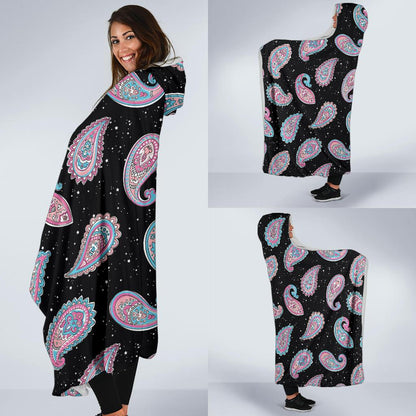 Paisley Pink Design Mandala Print Hooded Blanket-JTAMIGO.COM