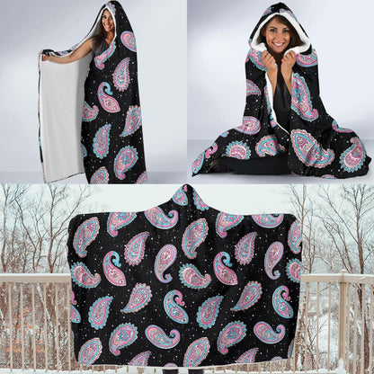 Paisley Pink Design Mandala Print Hooded Blanket-JTAMIGO.COM