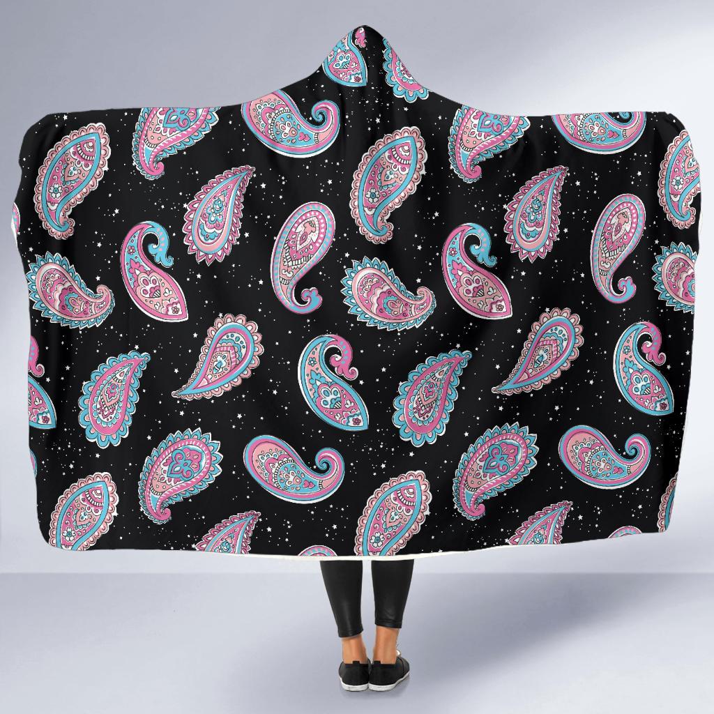 Paisley Pink Design Mandala Print Hooded Blanket-JTAMIGO.COM
