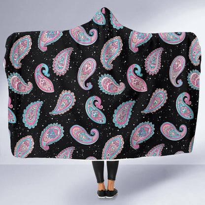 Paisley Pink Design Mandala Print Hooded Blanket-JTAMIGO.COM