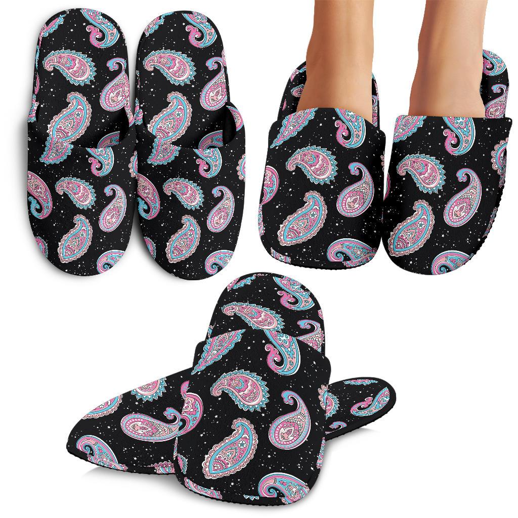 Paisley Pink Design Mandala Print House Slippers