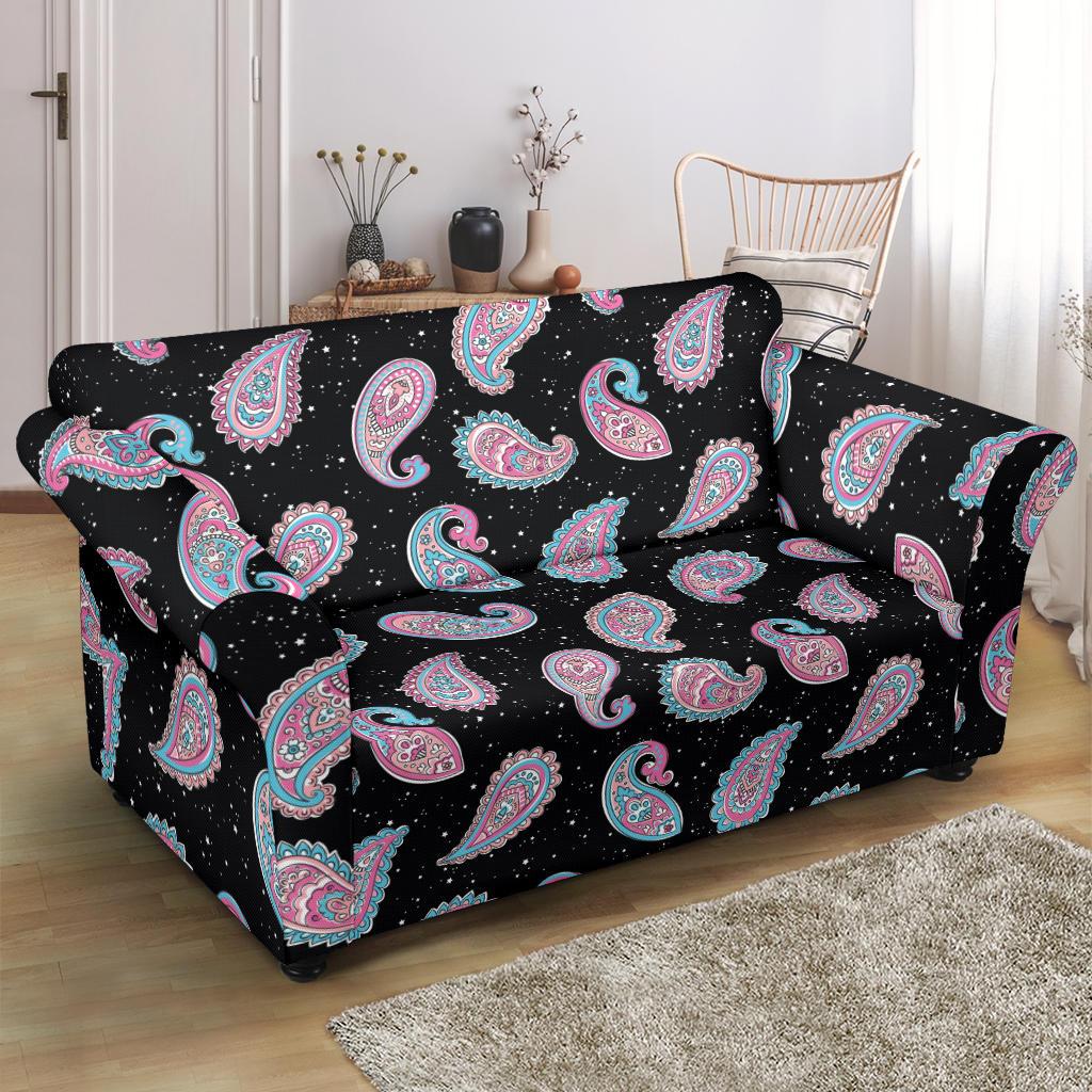 Paisley Pink Design Mandala Print Loveseat Slipcover-JTAMIGO.COM