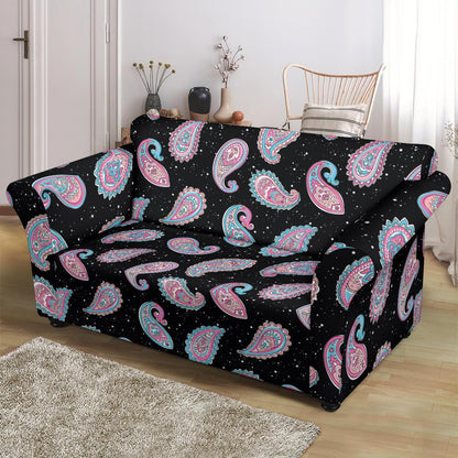 Paisley Pink Design Mandala Print Loveseat Slipcover-JTAMIGO.COM