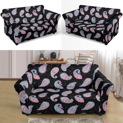 Paisley Pink Design Mandala Print Loveseat Slipcover-JTAMIGO.COM