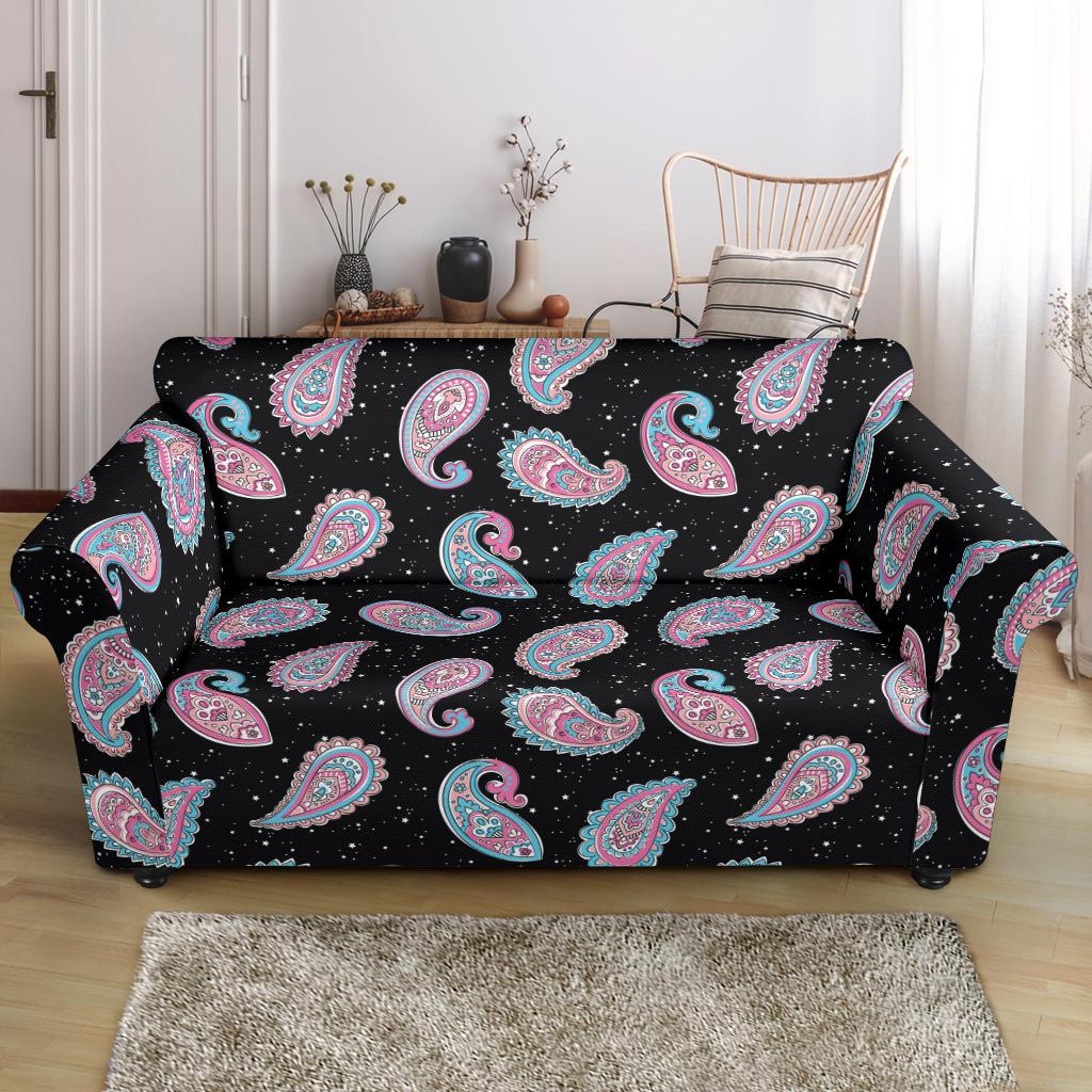 Paisley Pink Design Mandala Print Loveseat Slipcover-JTAMIGO.COM