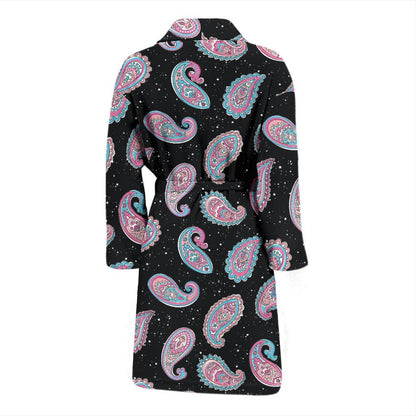 Paisley Pink Design Mandala Print Men Bath Robe-JTAMIGO.COM