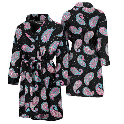 Paisley Pink Design Mandala Print Men Bath Robe-JTAMIGO.COM