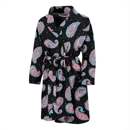 Paisley Pink Design Mandala Print Men Bath Robe-JTAMIGO.COM