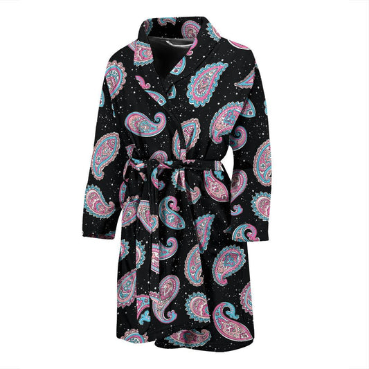 Paisley Pink Design Mandala Print Men Bath Robe-JTAMIGO.COM