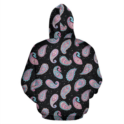 Paisley Pink Design Mandala Print Pullover Hoodie