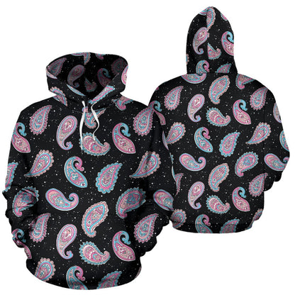 Paisley Pink Design Mandala Print Pullover Hoodie