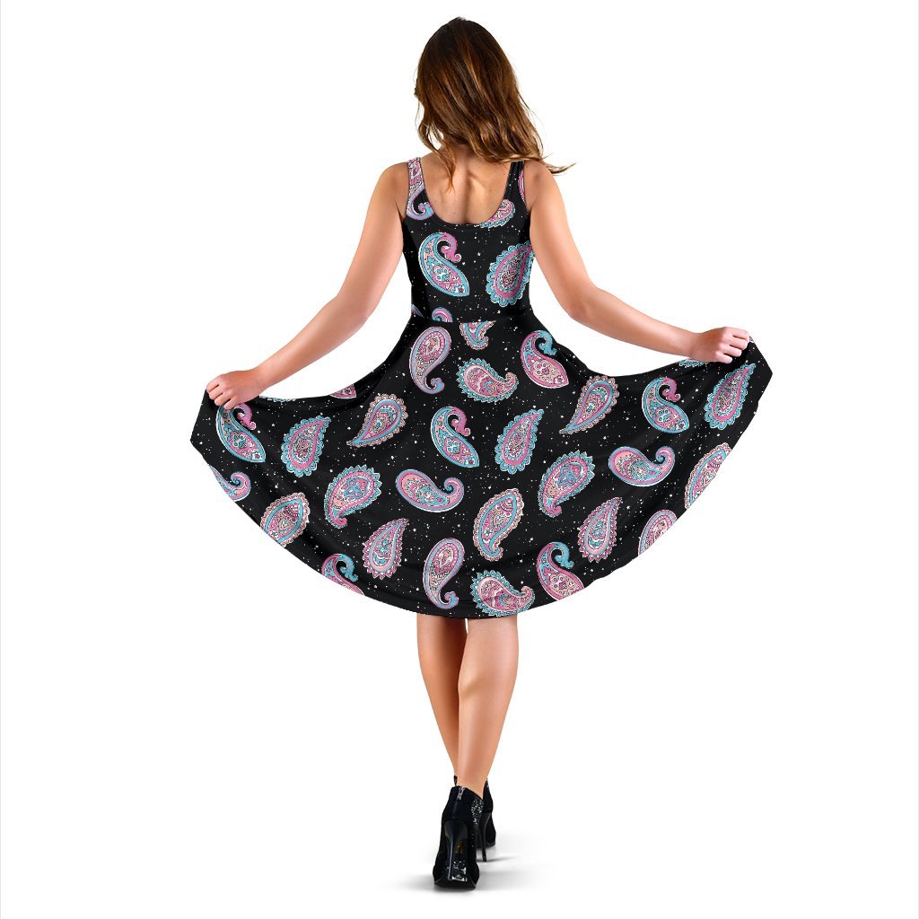 Paisley Pink Design Mandala Print Sleeveless Dress