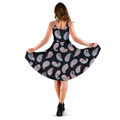 Paisley Pink Design Mandala Print Sleeveless Dress