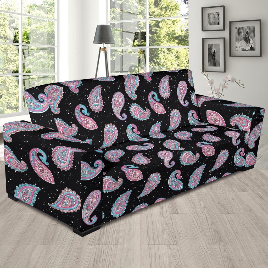 Paisley Pink Design Mandala Print Sofa Slipcover-JTAMIGO.COM