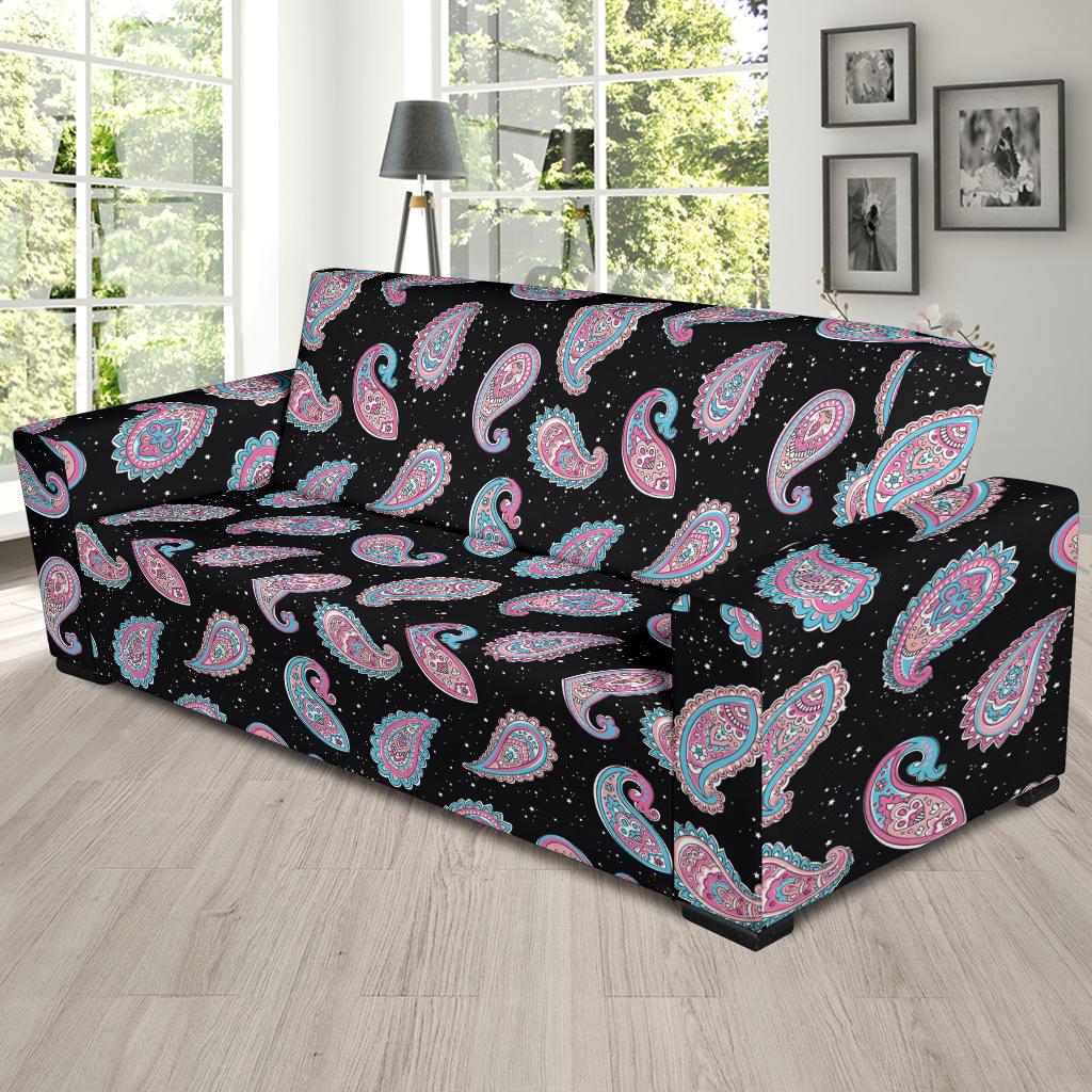 Paisley Pink Design Mandala Print Sofa Slipcover-JTAMIGO.COM