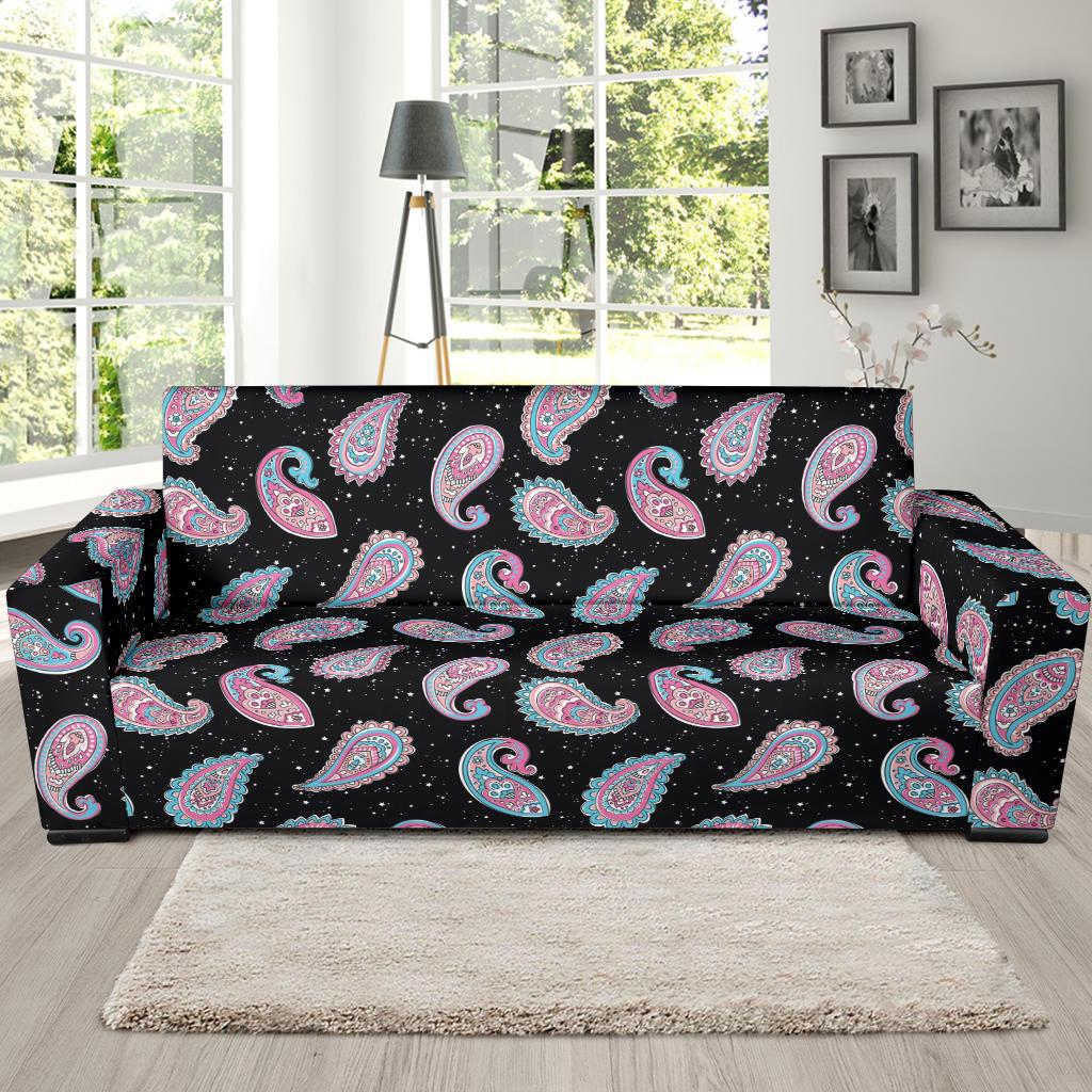 Paisley Pink Design Mandala Print Sofa Slipcover-JTAMIGO.COM