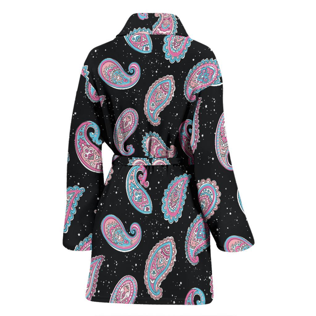 Paisley Pink Design Mandala Print Women Bath Robe-JTAMIGO.COM