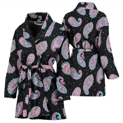 Paisley Pink Design Mandala Print Women Bath Robe-JTAMIGO.COM