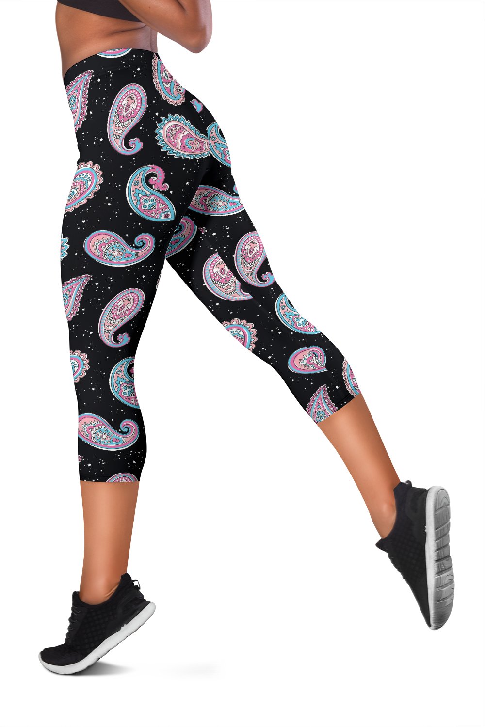 Paisley Pink Design Mandala Print Women Capris