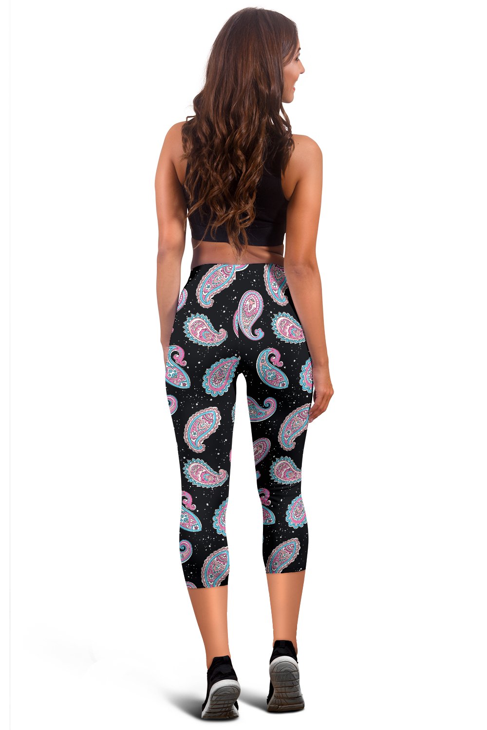 Paisley Pink Design Mandala Print Women Capris