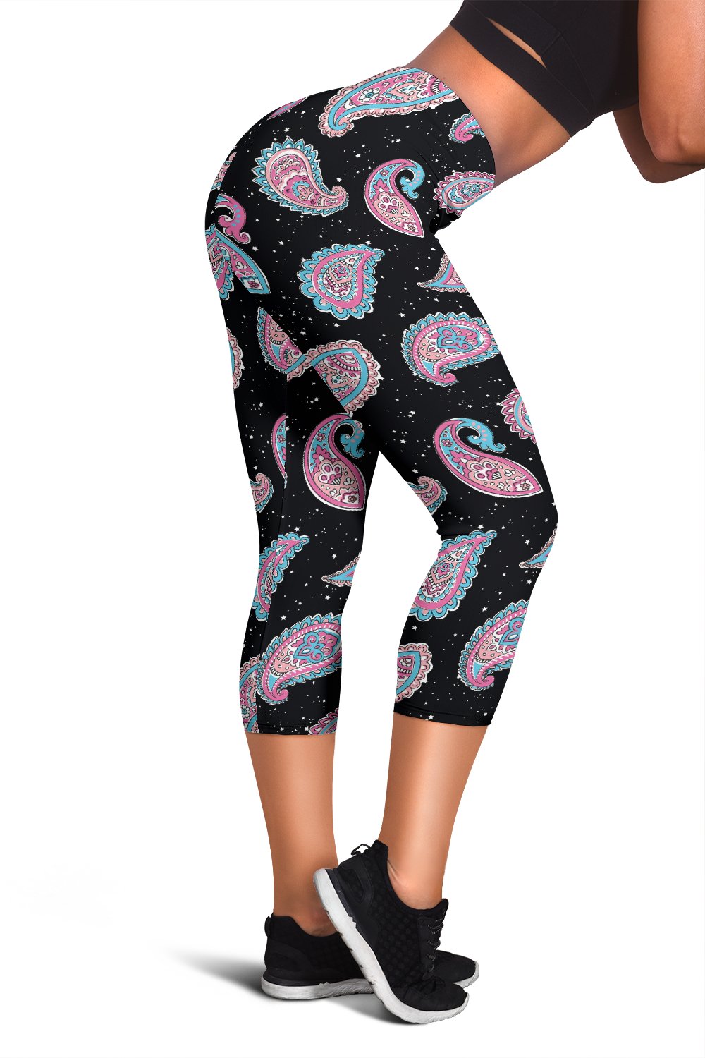 Paisley Pink Design Mandala Print Women Capris