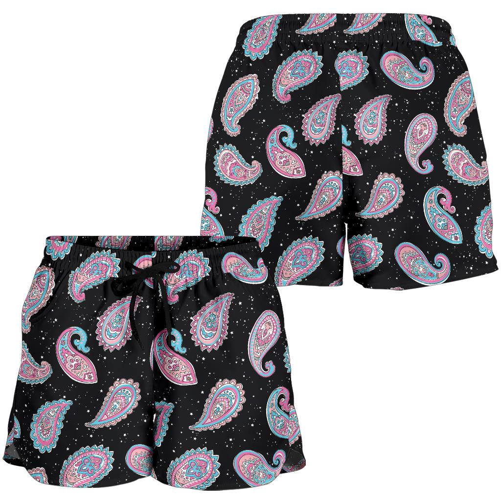 Paisley Pink Design Mandala Print Women Shorts-JTAMIGO.COM