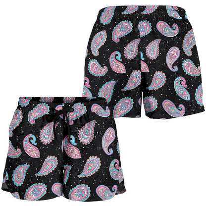 Paisley Pink Design Mandala Print Women Shorts-JTAMIGO.COM