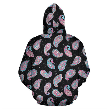 Paisley Pink Design Mandala Print Zip Up Hoodie