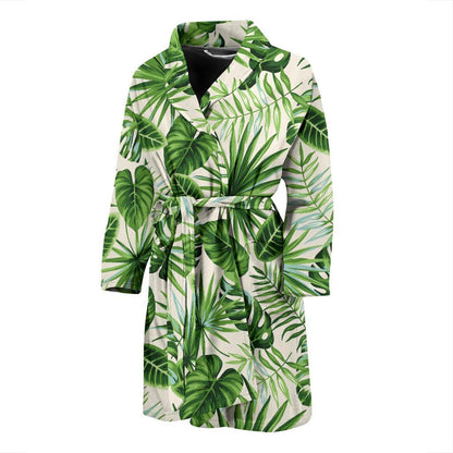 Palm Leaf Pattern Print Design A01 Men Bathrobe-JORJUNE.COM