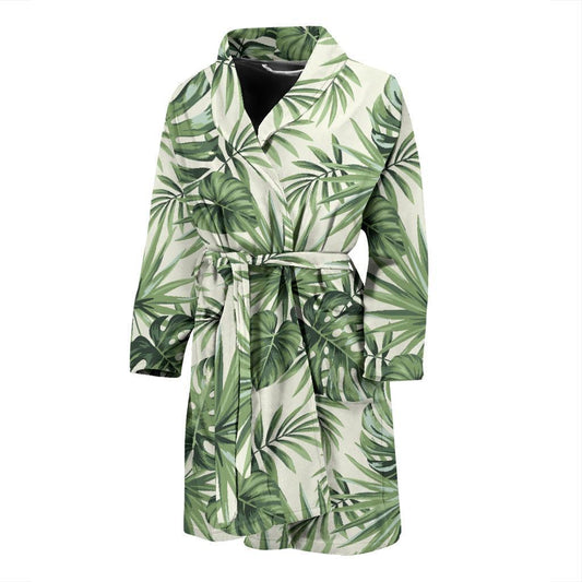 Palm Leaf Pattern Print Design A02 Men Bathrobe-JORJUNE.COM