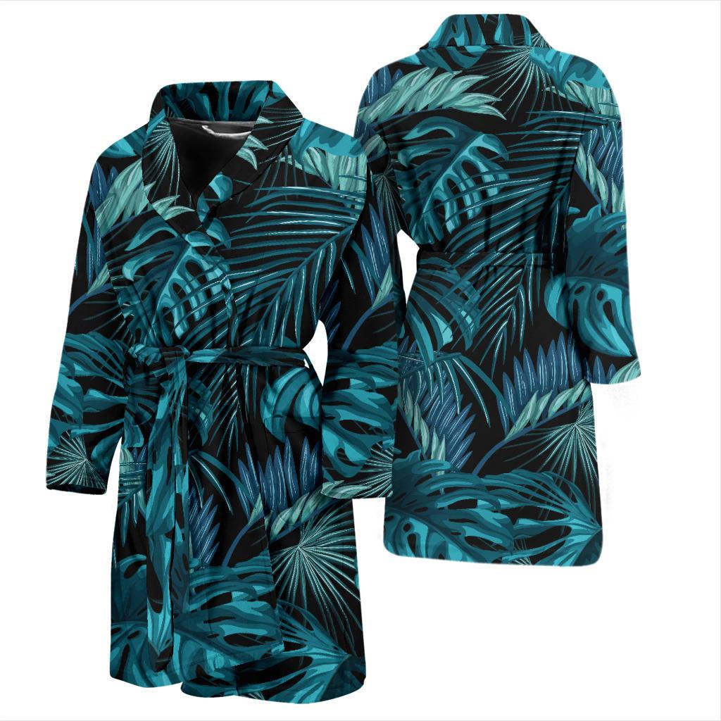 Palm Leaf Pattern Print Design A03 Men Bathrobe-JORJUNE.COM