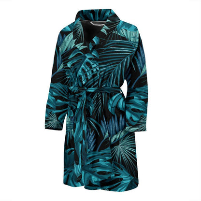 Palm Leaf Pattern Print Design A03 Men Bathrobe-JORJUNE.COM