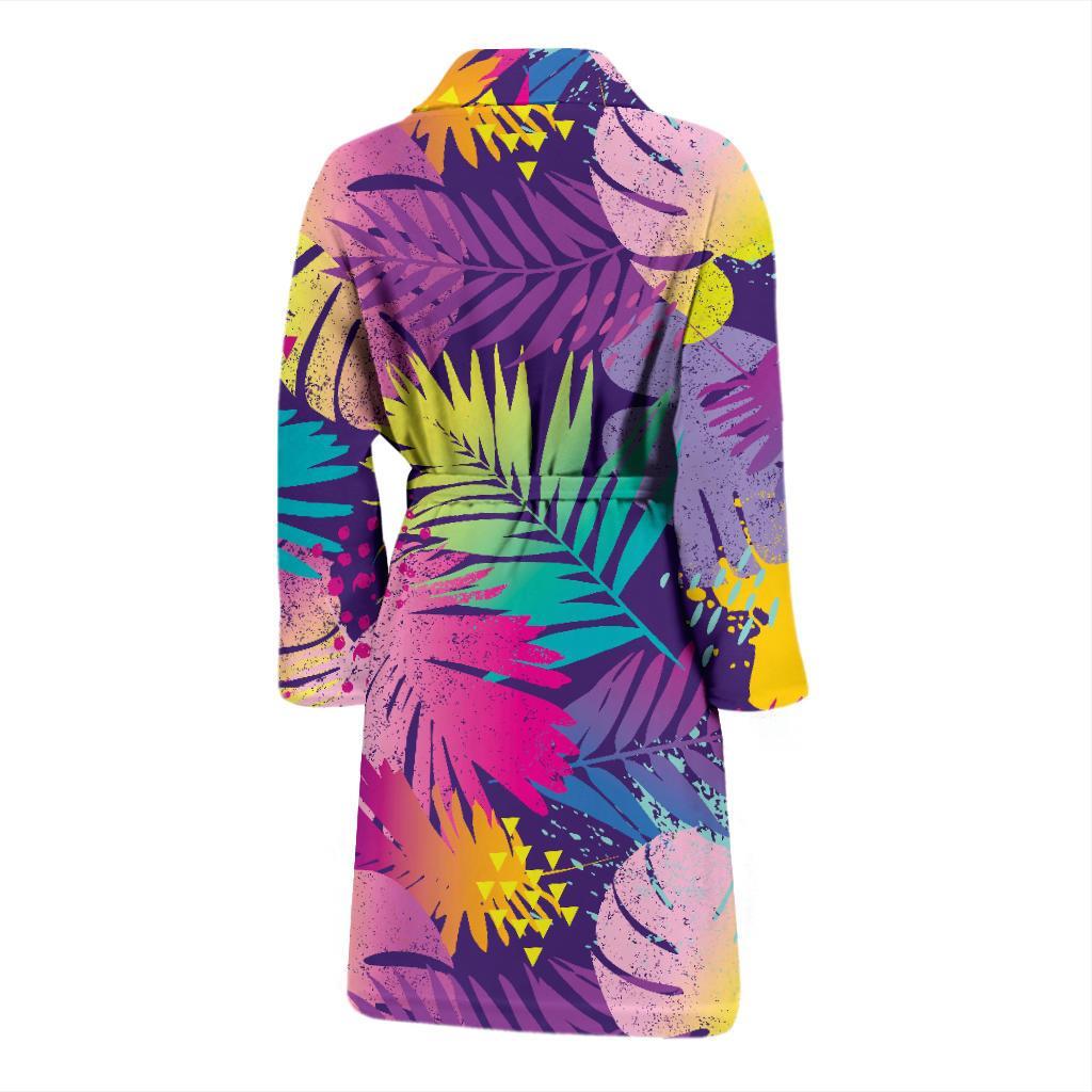 Palm Leaf Pattern Print Design A04 Men Bathrobe-JORJUNE.COM