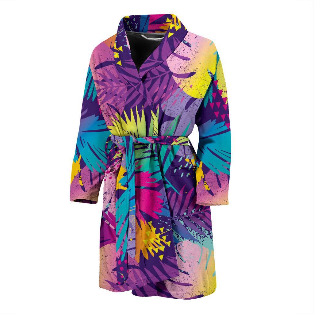 Palm Leaf Pattern Print Design A04 Men Bathrobe-JORJUNE.COM