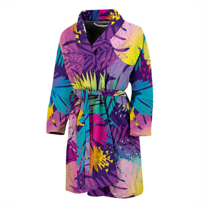 Palm Leaf Pattern Print Design A04 Men Bathrobe-JORJUNE.COM