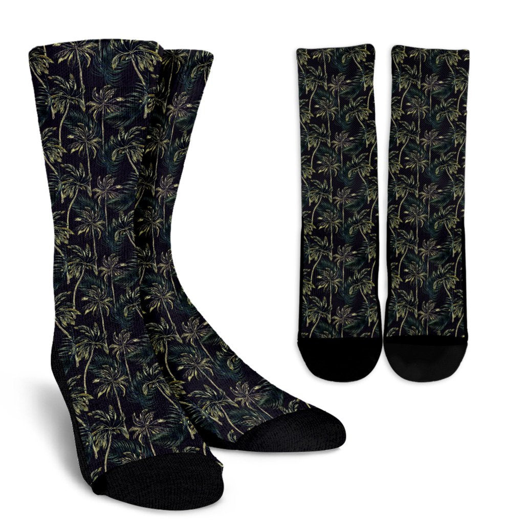 Palm Tree Background Design Print Crew Socks