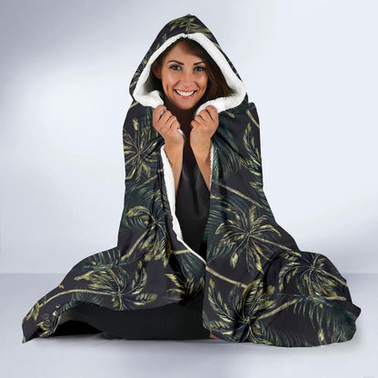 Palm Tree Background Design Print Hooded Blanket-JTAMIGO.COM